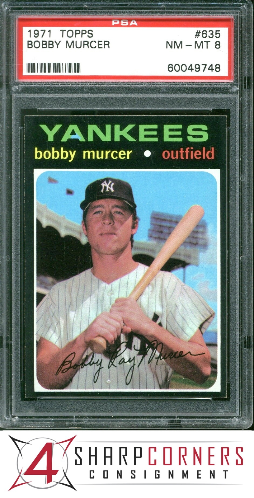 1971 TOPPS #635 BOBBY MURCER YANKEES PSA 8 SET BREAK