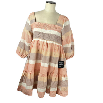 Lulus Striped Orange Cream Brown Boho Empire Waist Dress Size Large | eBay Lulus Striped Orange Cream Brown Boho Empire Waist Dress Size Large | eBay