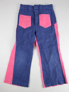 Vintage 70s flared bell bottoms Jeans Child 6 Kmart Hong Kong Hipster Hippy Pink