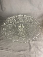 Vintage L.E.  Smith Clear Crystal Glass Quintec  Pedestal Cake Stand Plate 12"
