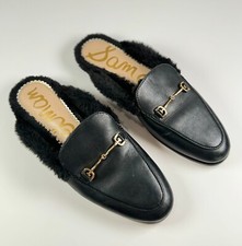 Sam Edelman Linnie Bit Mule Shoes Womens Black Leather Flat Slip On Sandals 7.5