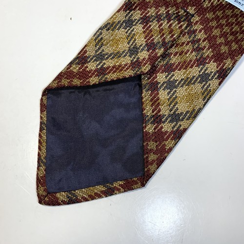 VTG ABERCROMBIE & FITCH Tie 100% Silk Hand Made IN THE USA 90's Brown Tan Plaid - Picture 6 of 9