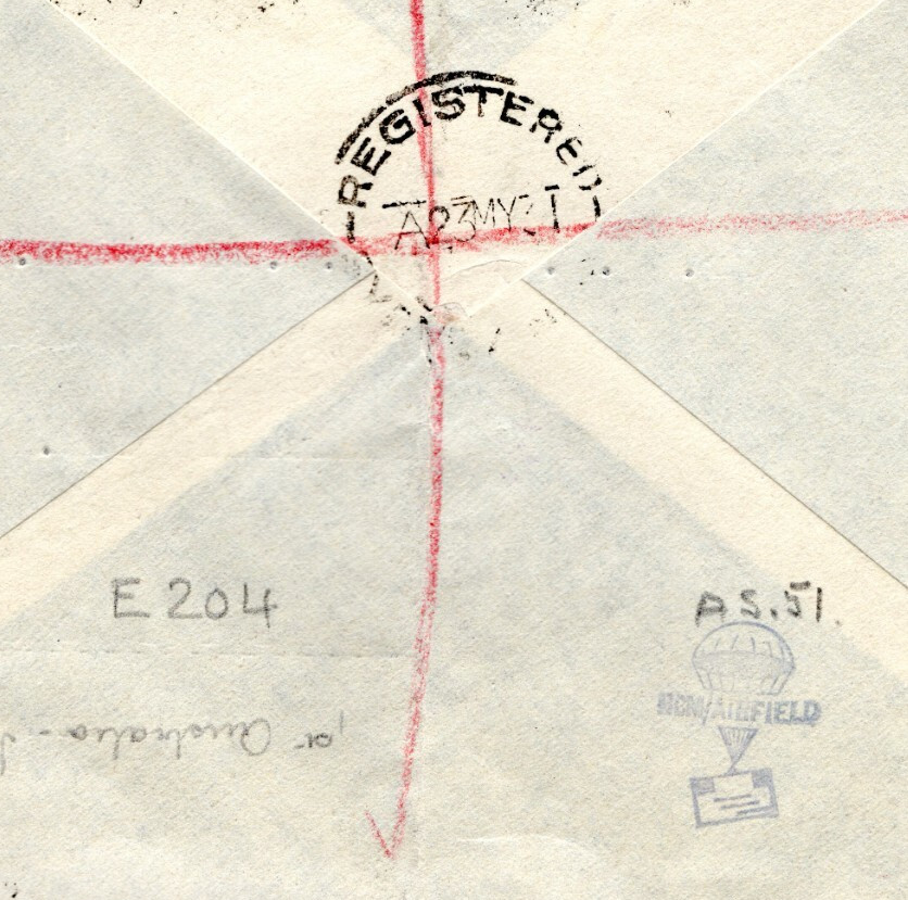 AUSTRALIA Cover KGV *ROO* 1s Strip Franking FIRST FLIGHT Air Mail 1931 DEI MC296