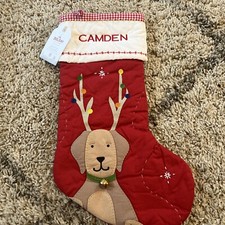Pottery Barn Kids Quilted Christmas Stocking Labrador Dog Embroidered Camden