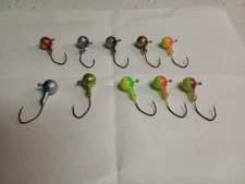 100-3/8 oz round head jigs red sickle 2/0 hook
