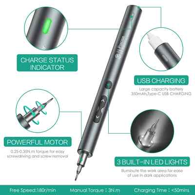 Precision Electric Screwdriver Handle Power Tool Rechargeable Wireless Mini