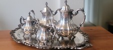 Lancaster Rose Poole Silver Co Holloware Silverplate Coffee Tea Serving Set 5 