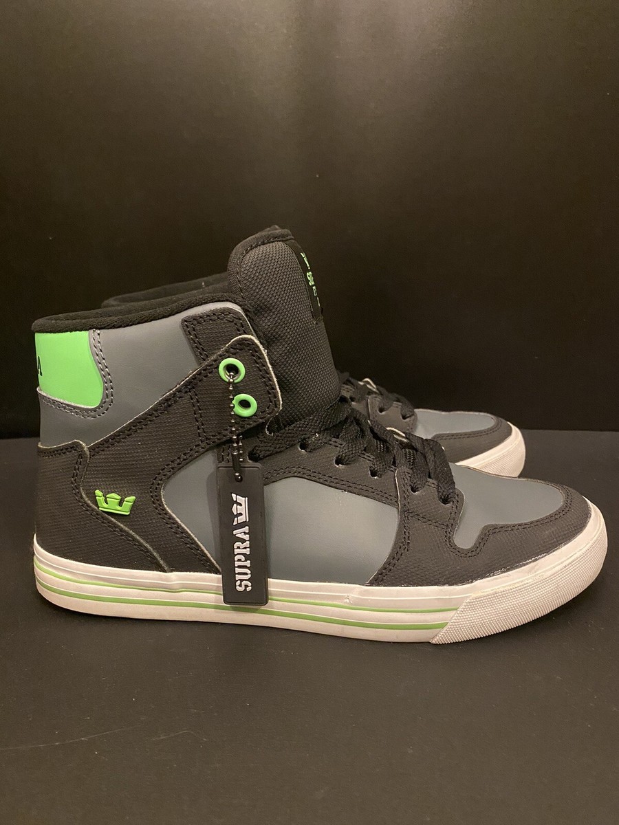 Used Supra Vaider Black Grey Green Tuf Size 8 Shoes | eBay