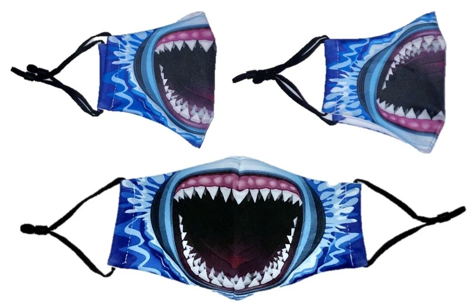 Акула открытый рот зубы лицо маска костюм фильтр многоразовый моды - Изображение 3 из 4