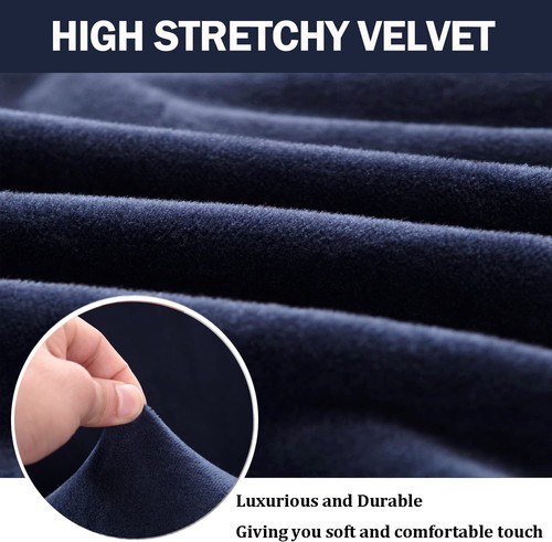 COPRI DIVANO ELASTICIZZATO VELLUTO COPRIDIVANO Slipcover Protettore 1/2/3/4 Posti Blu Navy - Foto 8 di 21