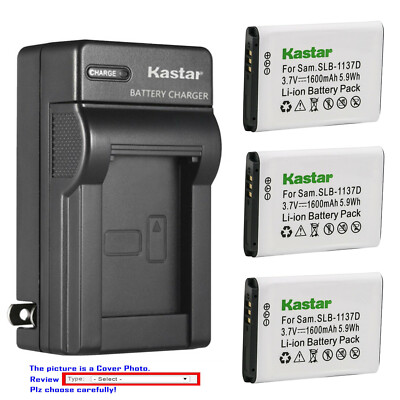 Kastar Battery AC Wall Charger for Samsung SLB-1137D SLB1137D 1137D Battery