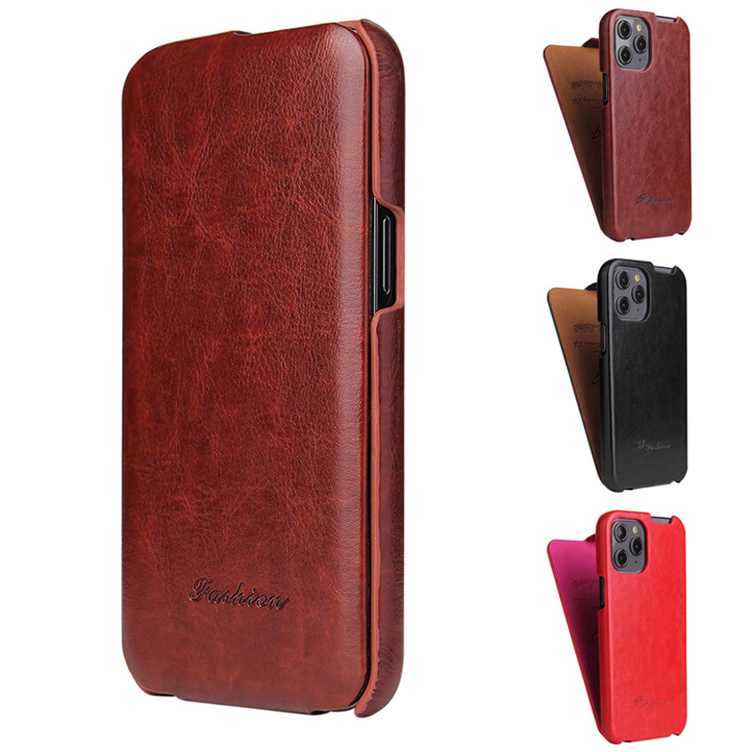 Vertical Flip Case PU Leather Pouch Cover for iPhone 16/15/14/13/12/11 XR XS SE