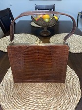 Vintage ESCORT BAG Brown Alligator Crocodile Handbag Purse