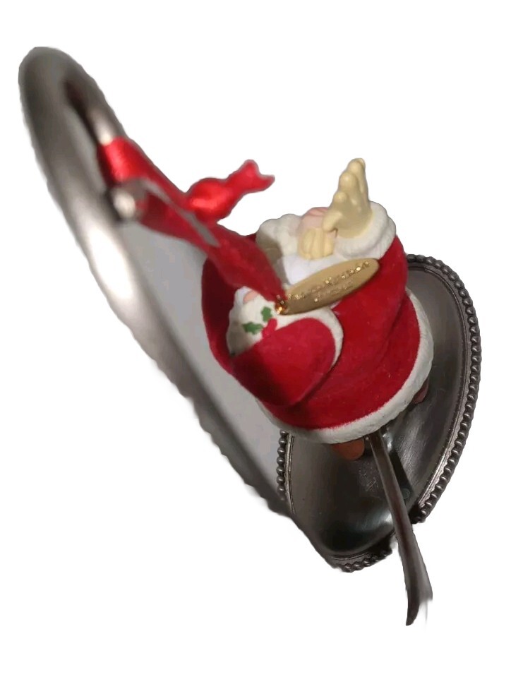 2001 Hallmark Cards Inc Flocked Red Santa~None The Worse For Wear