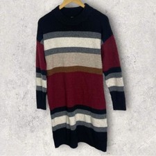 Nordstrom Knit Sweater Dress Striped Colour Block Size Small Chunky Tunic S NEW