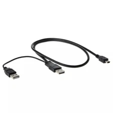 USB 2.0 High Speed Dual Type A Male to Mini-B 5-pin Male Y Adapter (18 in/0.5m)