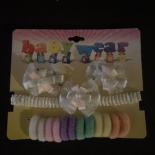 Baby Kidentials Pink Headband/hair Tie Set W/flowers Baby Wear Hair Set H26