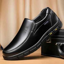 Leather Men Casual Loafers Breathable Formal Dress Shoes Slip-on Driving Shoes