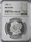 1885-P  $1 MORGAN SILVER DOLLAR DEEP MIRROR PROOF-LIKE NGC MS63 DPL #8703388-003
