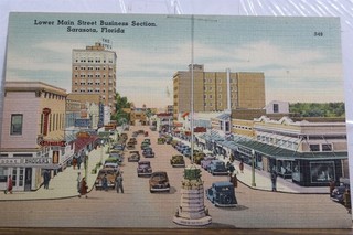 Lower Main Street Business Section Sarasota Florida Postcard Old Vintage Card PC