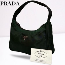 PRADA Nylon Mini Borsa Triangolo Logo Verde Piccolo Accessorio Marsupio Spall...