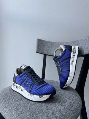 PREMIATA Blue Nylon Leather Low Top Sneakers Shoes EU 39 US 6 Men / 8.5 Women