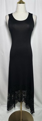 Greige Dress Maxi Small Long High Low Embroidered Sleeveless Boho Black