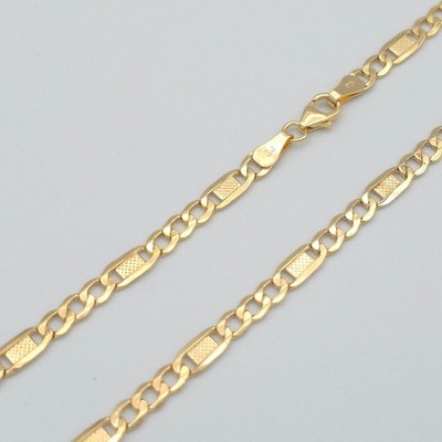 585 Gold Kette 60cm Panzersteg Figaro NEU 14 Karat Gelbgold Halskette 5,7mm