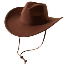 Women Men Retro Felt Wide Brim Western Cowboy Cowgirl Hat Medium-Large Coffee