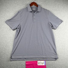 Vineyard Vines Performance Polo Shirt Large Navy Gray Striped Stretch Casual Men