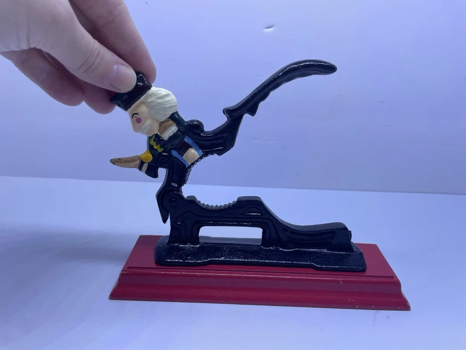 Small Cast Iron Nut Cracker Tool with Wood Base Antique Style Vintage - Image 3 of 4