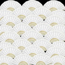 50 Pcs Folding Chinese Hand Fan Bulk Different Flower Patterns Fabric Clackin...