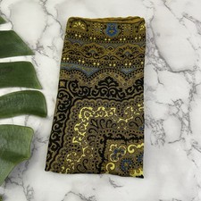 Damon Vintage 80s Pocket Square Silk Hand Rolled Yellow Black Paisley Floral