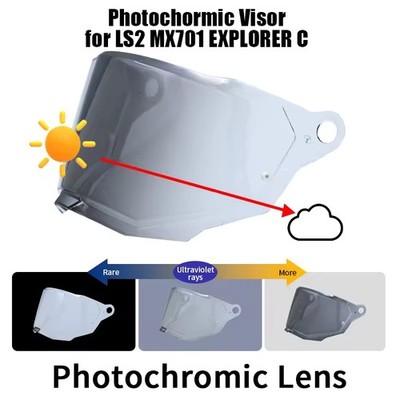 Photochromic Visor Lens Fits For LS2 MX701 EXPLORER C Motorcycle Helmet Shield