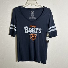 NWT Chicago Bears Women s Small 47 Brand V-Neck Ringer T-Shirt NFL Football New