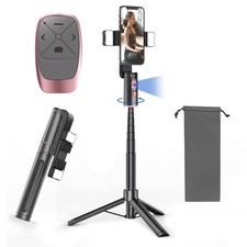 Voinap Extendable Auto Face Tracking Tripod with Light, 360 Rotating Pink