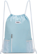 Drawstring Backpack Sports Gym Sackpack with Mesh Pockets Water Resistant String