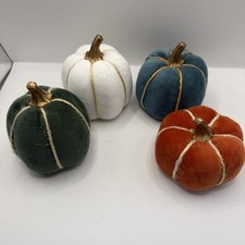 Small 4 inch Velvet Assorted Pumpkins Decor Set Of 4. Harvest fall Thanksgiving