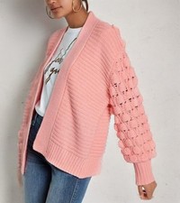 River Island Light Pink Bobble Knit Cardigan Size Large