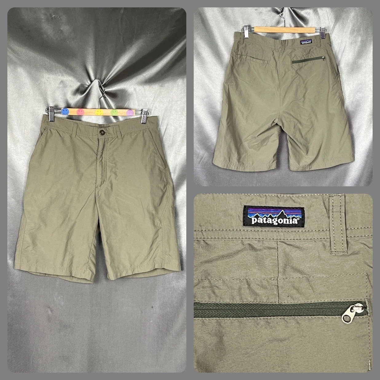 Patagonia Mens Hiking Shorts Size 32 Green Nylon Blend Outdoor Trail Travel VTG