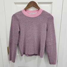 2 Other Stories Pink Black Knit Crew Neck Long Sleeve Sweater XS