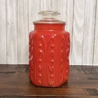 Vintage Federal Glass 9” Atterbury Scroll Red Glass Canister - MCM Retro