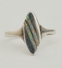 Vintage Navajo Native American Sterling Silver Fire Opal Ring Size 9
