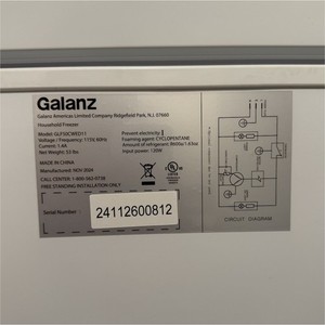 Galanz GLF50CWED11 Chest Freezer 5.0 cu ft White Manual Defrost Removable Basket