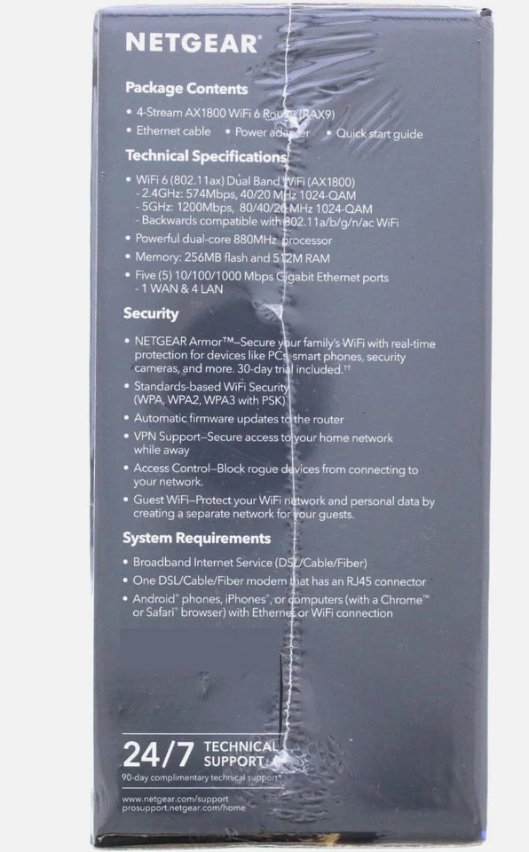 NETGEAR Nighthawk AX1800 WiFi 6 Dual-Band Router 1.8Gbps RAX9-100PAS NEW SEALED! - Image 4 of 4