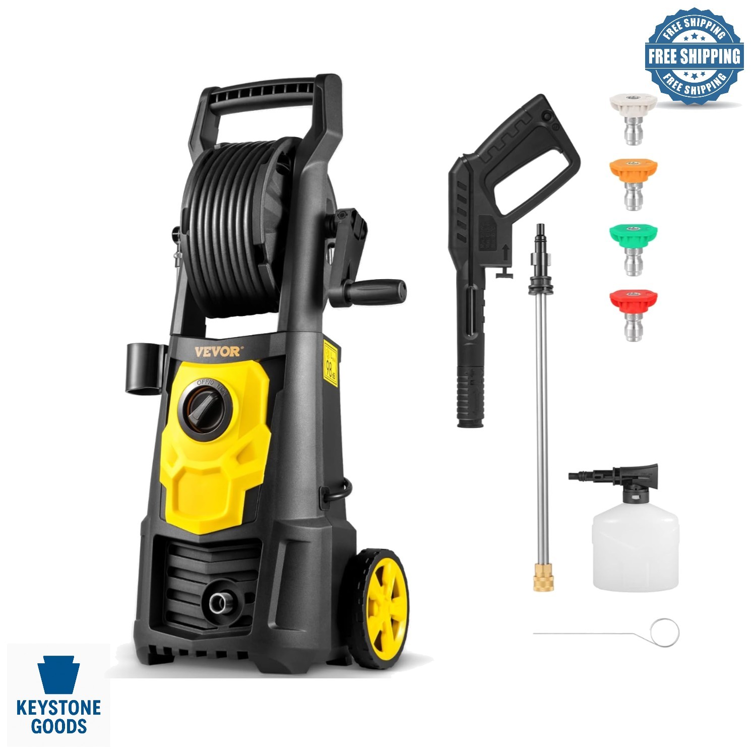 2000 PSI Electric Power Washer with Hose Reel & 4 Nozzles