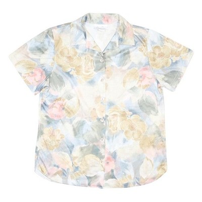 BEND OVEL Damen Creme Floral Hemd Kurzarm Mit Kragen M Sommer Shirt