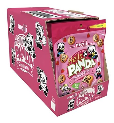 Meiji Hello Panda Cookies, Strawberry Creme Filled, Resealable Package - 7 oz, P