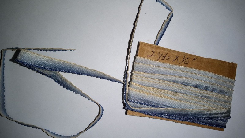 Narrow Blue Ombre Ruffle Edged Ribbon  circa 1920 New Old Stock  #1984
