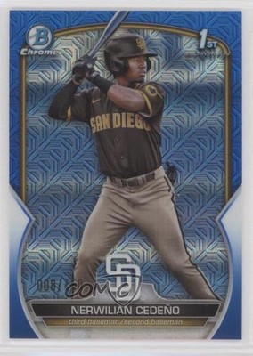 2023 Bowman Chrome Prospects Mega Box Blue Mojo Refractor Nerwilian Cedeno 9hx